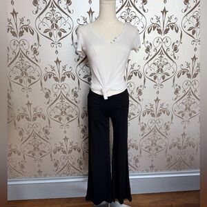 Ella Moss Black Wide Leg Flare Pants XS + Michael Stars White Original Tee OSFM
